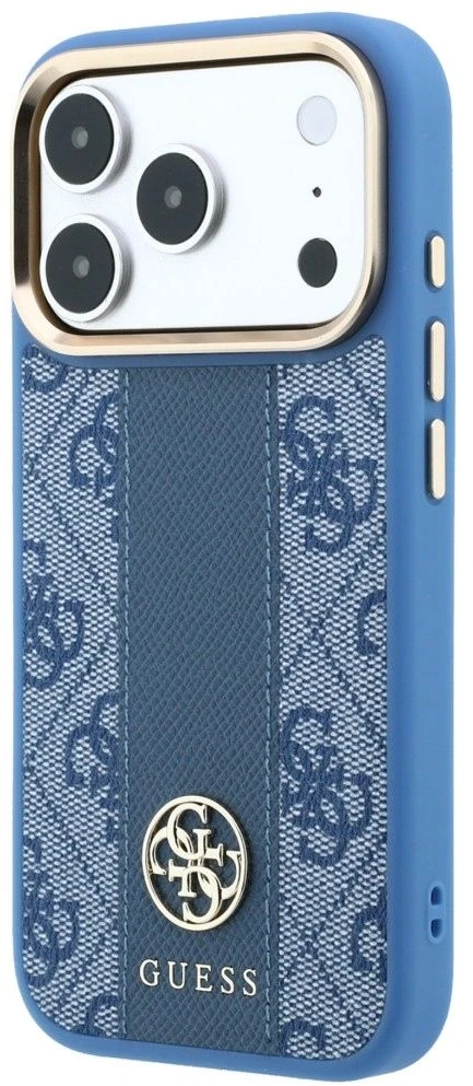 Dėklas Guess Case for IPHONE 18 Pro Max/17 Pro Max compatible with MagSafe (Stripe Round and Classic Logos 4G) light mėlynas