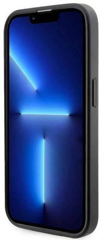 Guess telefono dėklas iPhone 14 Pro Max 6,7 GUHMP14XP4RPSK juodas hard telefono dėklas 4G Printed Stripes MagSafe