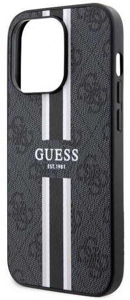 Guess telefono dėklas iPhone 14 Pro Max 6,7 GUHMP14XP4RPSK juodas hard telefono dėklas 4G Printed Stripes MagSafe