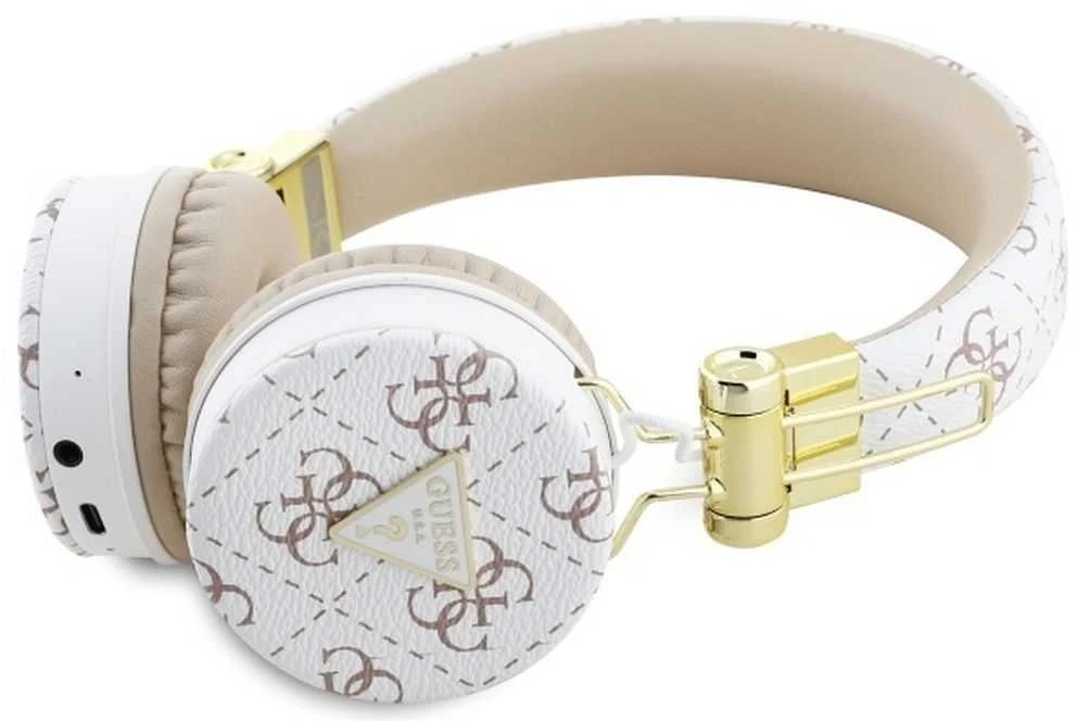 Guess Bluetooth Ausinės ENC GUBH70E4PTMH baltos spalvos 4G Triangle Round Shape