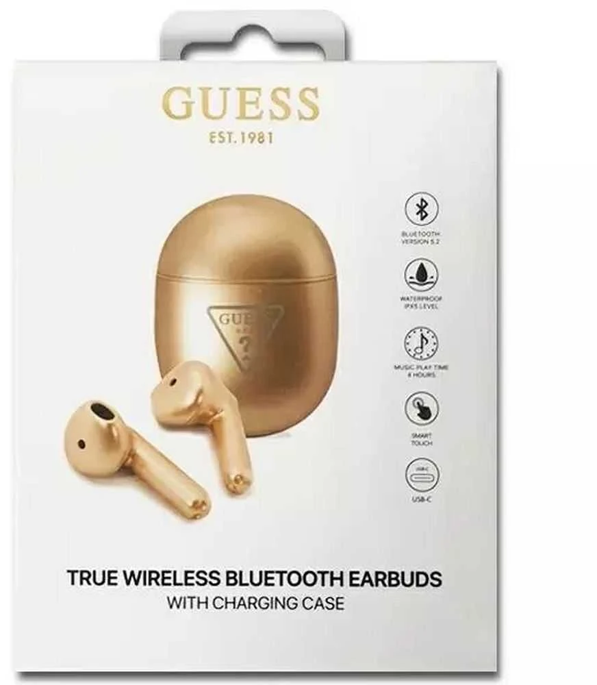 Ausinės Guess suchawki Bluetooth GUTWST82TRD TWS + stacja dokujca zoty/auksinis Triangle Logo