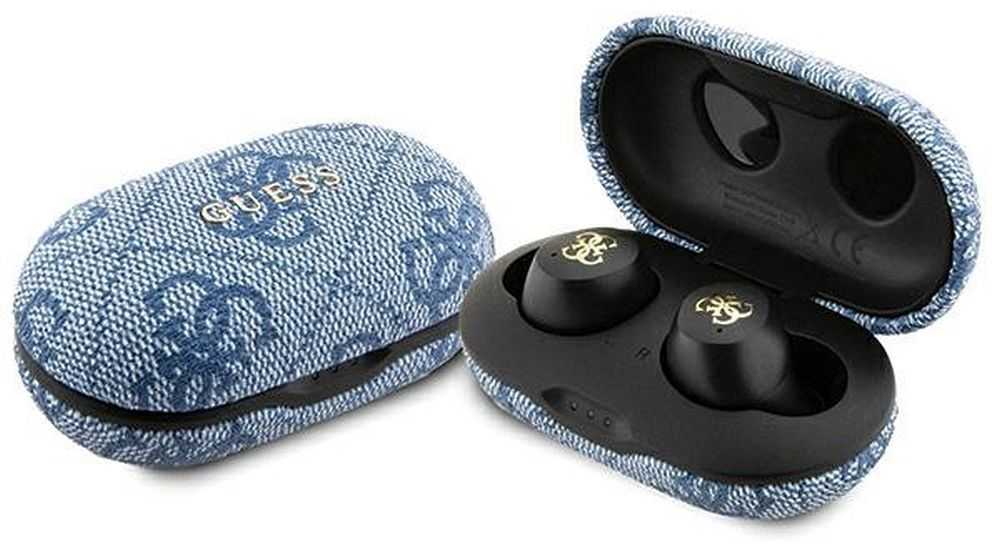 GUESS belaidės ausinės bluetooth TWS ENC GUTWSP4EGB (4G Metal) mėlynas