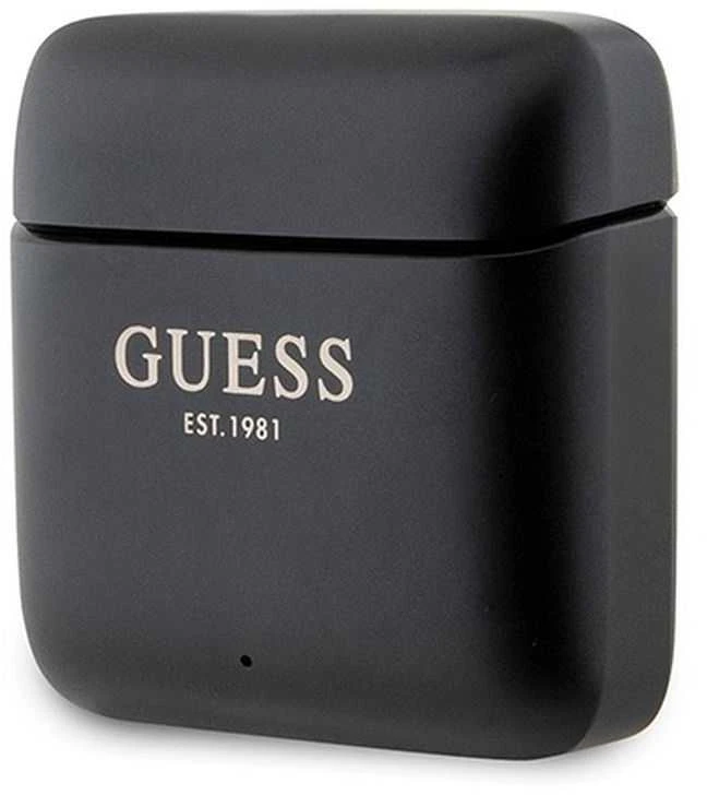 Guess Bluetooth ausinės GUTWSSU20ALEGK TWS + docking station juodos spalvos Printed Logo