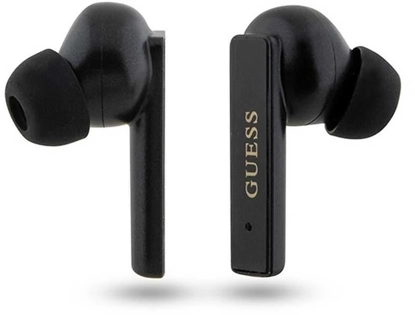 Guess Bluetooth ausinės GUTWSSU20ALEGK TWS + docking station juodos spalvos Printed Logo