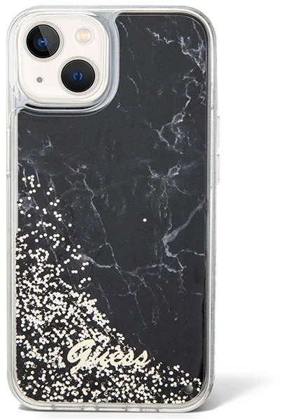 Apple iPhone 14 Guess dėklas Liquid Glitter Marble (GUHCP14SLCSGSGK) juodos spalvos