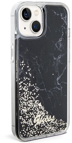 Apple iPhone 14 Guess dėklas Liquid Glitter Marble (GUHCP14SLCSGSGK) juodos spalvos
