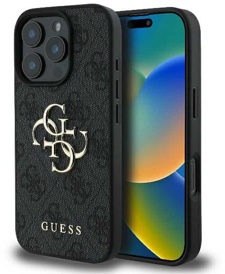 GUESS dėklas skirtas Apple iPhone 16 Pro Max GUHCP16X4GMGGR (4G PU Big Logo) juodos spalvos