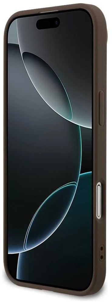 GUESS dėklas, skirtas IPHONE 17 Air, suderinamas su MagSafe GUHMP17MG4GFRW (PU 4G Ring Classic Logo) rudas