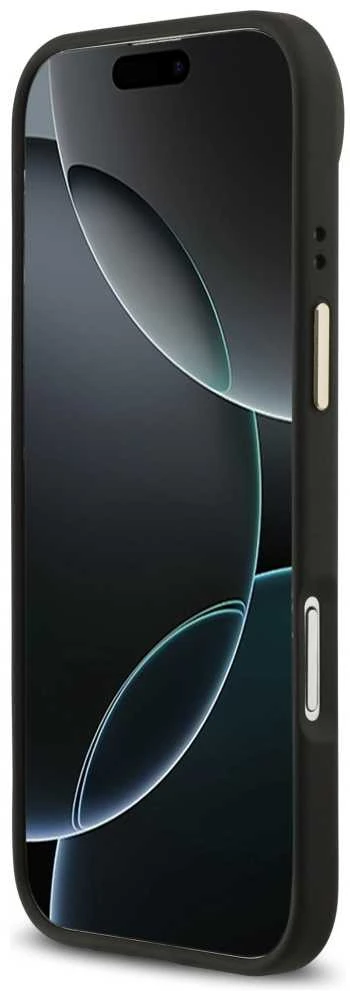 Guess PU Leather 4G Gold Frame MagSafe dėklas skirtas Apple iPhone 17 Air juodos spalvos