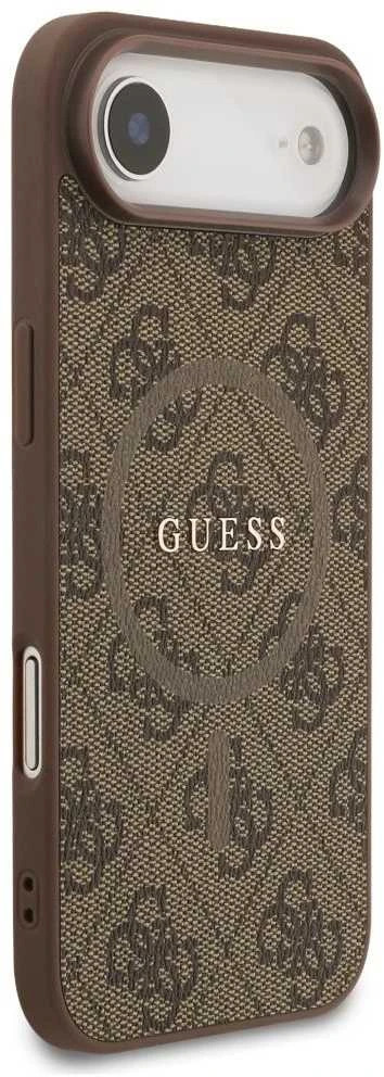 GUESS dėklas, skirtas IPHONE 17 Air, suderinamas su MagSafe GUHMP17MG4GFRW (PU 4G Ring Classic Logo) rudas