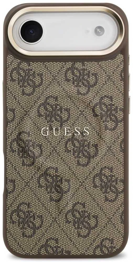 Guess PU Leather 4G Gold Frame MagSafe dėklas skirtas Apple iPhone 17 Air rudos spalvos