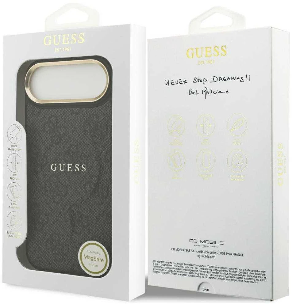 Guess PU Leather 4G Gold Frame MagSafe dėklas skirtas Apple iPhone 17 Air juodos spalvos