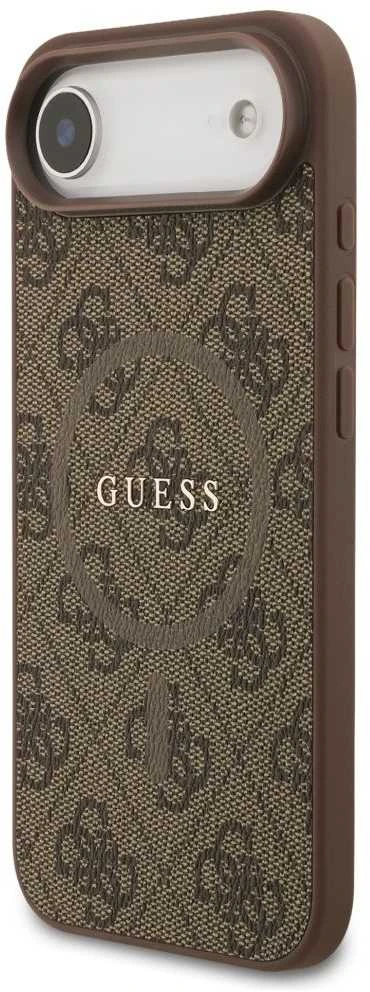 GUESS dėklas, skirtas IPHONE 17 Air, suderinamas su MagSafe GUHMP17MG4GFRW (PU 4G Ring Classic Logo) rudas