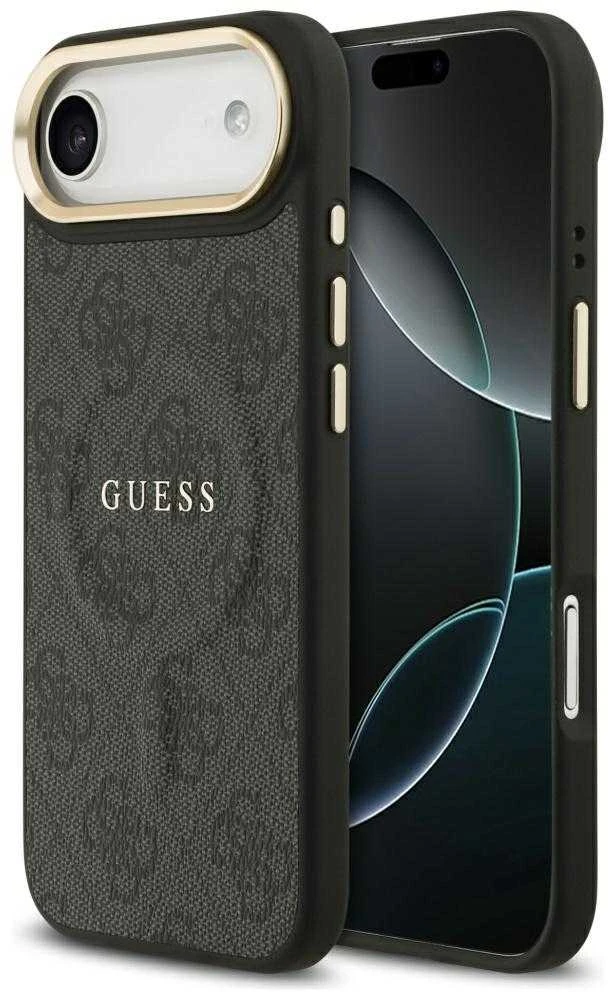 Guess PU Leather 4G Gold Frame MagSafe dėklas skirtas Apple iPhone 17 Air juodos spalvos