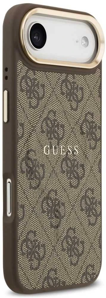 Guess PU Leather 4G Gold Frame MagSafe dėklas skirtas Apple iPhone 17 Air rudos spalvos