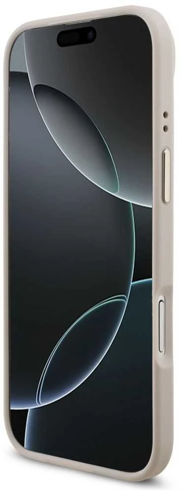 Guess PU Leather 4G Metal Logo Gold Frame dėklas skirtas Apple iPhone Air rožinės spalvos