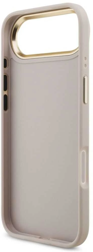 Guess PU Leather 4G Metal Logo Gold Frame dėklas skirtas Apple iPhone Air rožinės spalvos