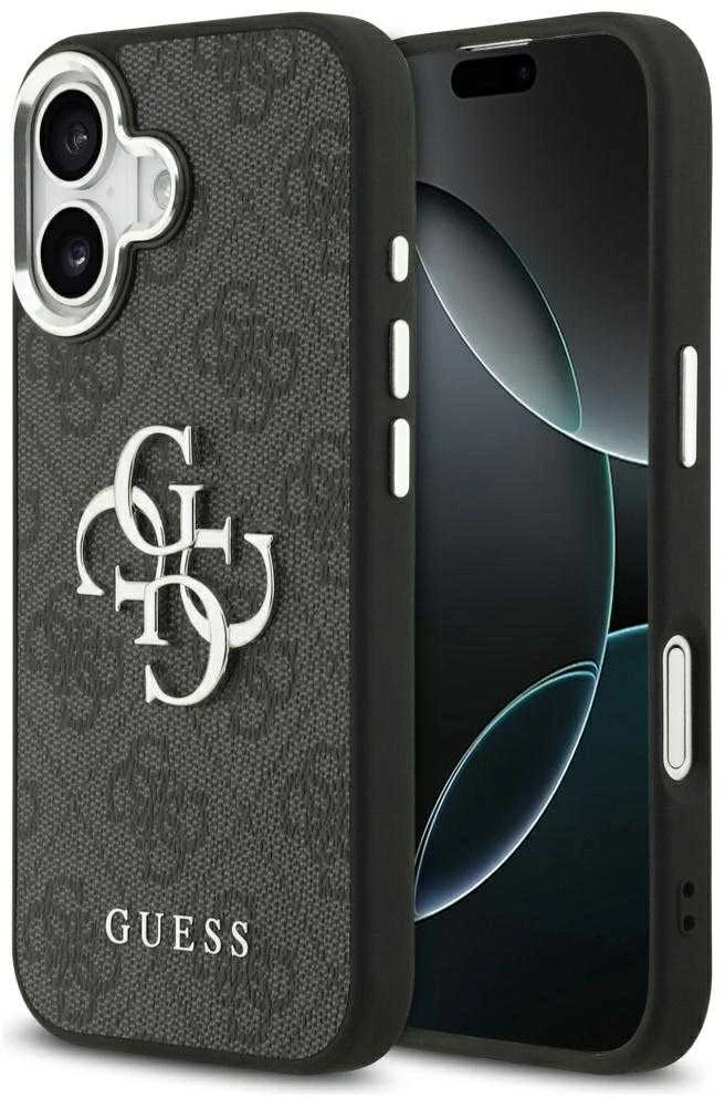 GUESS case for IPHONE 17 GUHCP17SP4G4SMCK (4G PU Odinis dėklas with Big 4G and Classic Logo and Sidabrinis Metal Camera Frame) juodas