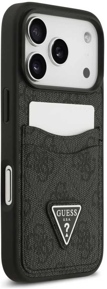 Dėklas GUESS case for IPHONE 17 Pro GUHCP17LP4TPK (4G Double Card Triangle) juodas
