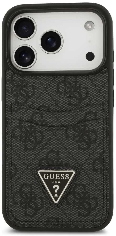 Dėklas GUESS case for IPHONE 17 Pro GUHCP17LP4TPK (4G Double Card Triangle) juodas