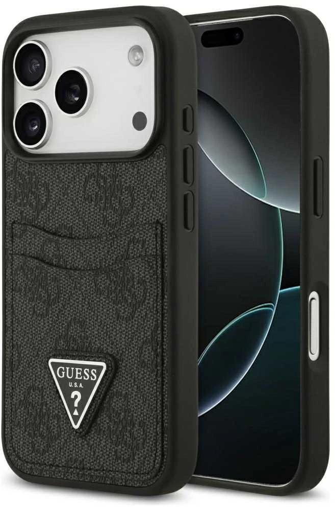 Dėklas GUESS case for IPHONE 17 Pro GUHCP17LP4TPK (4G Double Card Triangle) juodas