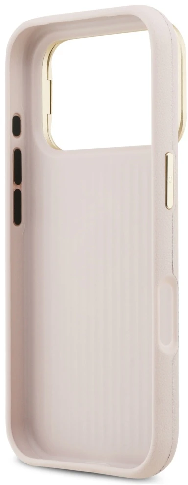 Guess PU Grained 4G Logo Stand Camera Frame dėklas skirtas iPhone 17 Pro rožinės spalvos