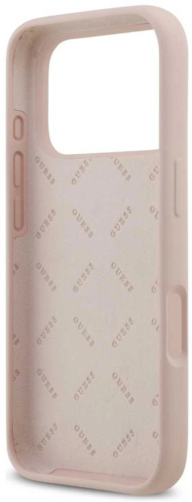 Guess Silicone Big 4G Script Dėklas Apple iPhone 17 Pro rožinės spalvos