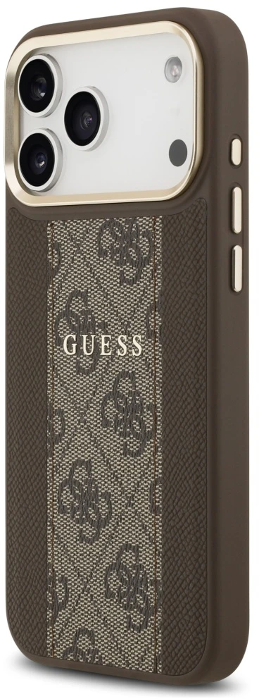 „Guess 4G Stripe MagSafe“ dėklas, skirtas „iPhone 17 Pro Max“ – ruda