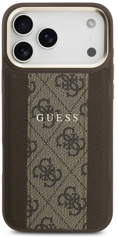 „Guess 4G Stripe MagSafe“ dėklas, skirtas „iPhone 17 Pro Max“ – ruda