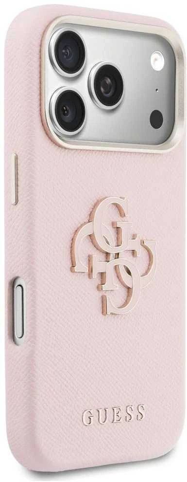 GUESS dėklas, skirtas IPHONE 17 Pro Max GUHCP17X5PS4RGGP (PU FW Resin Logo) rožinis