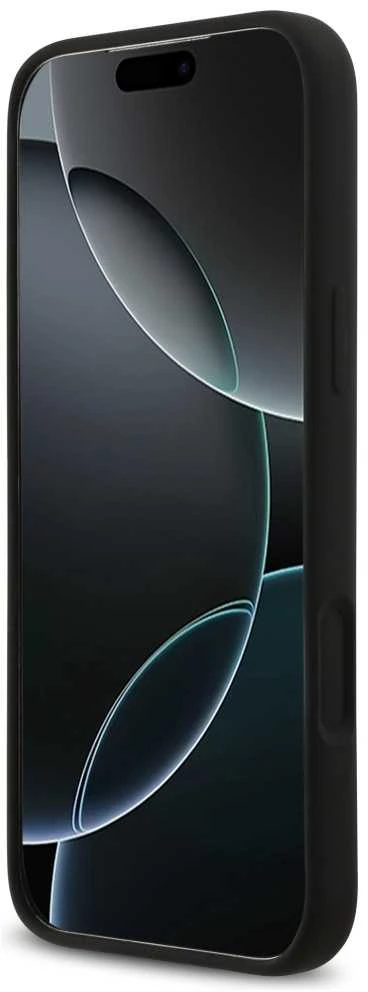 Guess Silicone Big 4G Script dėklas skirtas Apple iPhone 17 Pro Max juodos spalvos