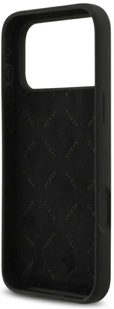 Guess Silicone Big 4G Script dėklas skirtas Apple iPhone 17 Pro Max juodos spalvos