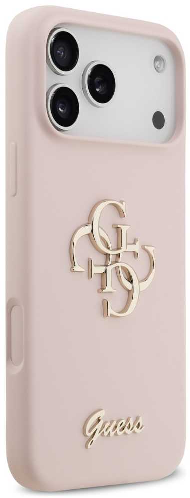 Guess Silicone Big 4G Script dėklas iPhone 17 Pro Max rožinės spalvos