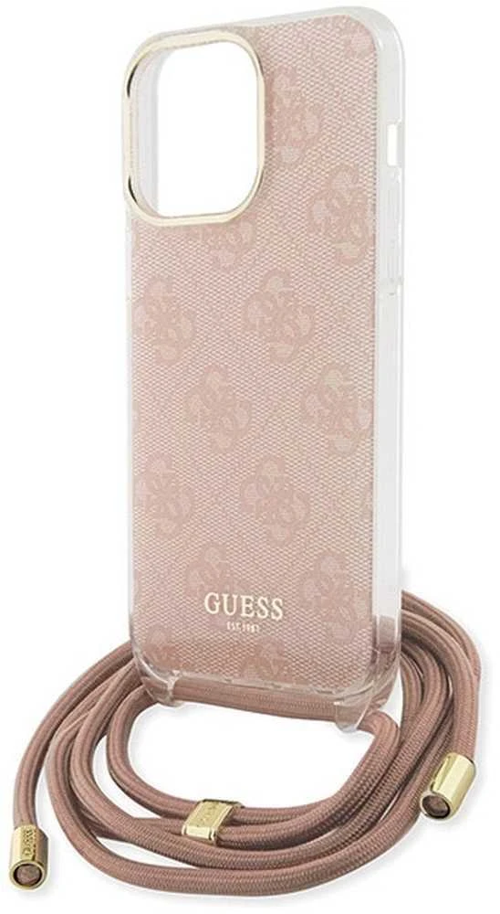 Dėklas GUESS GUHCP15LHC4SEP IPHONE 15 PRO 6.1 "Rožinis/Rožinis HARDCASE CROSSBODY CORD 4G PRINT