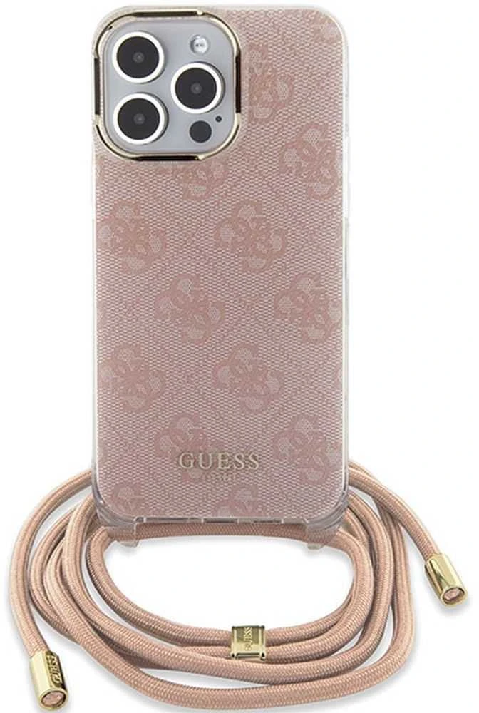Dėklas GUESS GUHCP15LHC4SEP IPHONE 15 PRO 6.1 "Rožinis/Rožinis HARDCASE CROSSBODY CORD 4G PRINT