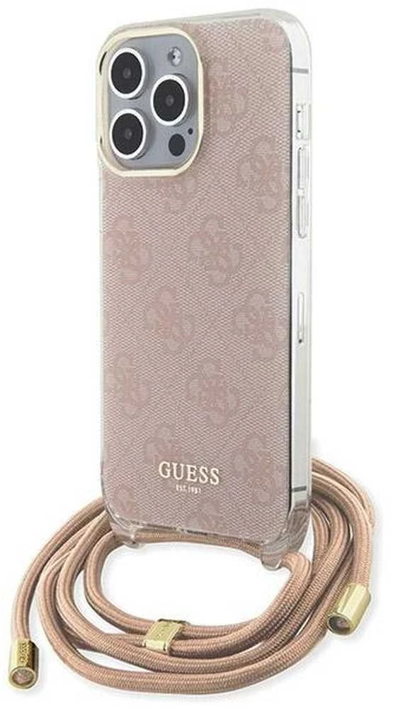 Dėklas GUESS GUHCP15LHC4SEP IPHONE 15 PRO 6.1 "Rožinis/Rožinis HARDCASE CROSSBODY CORD 4G PRINT