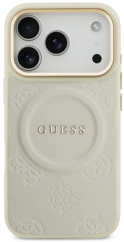 Dėklas Guess Peony Hot Stamp MagSafe Case for iPhone 17 Pro - rusvai gelsvas