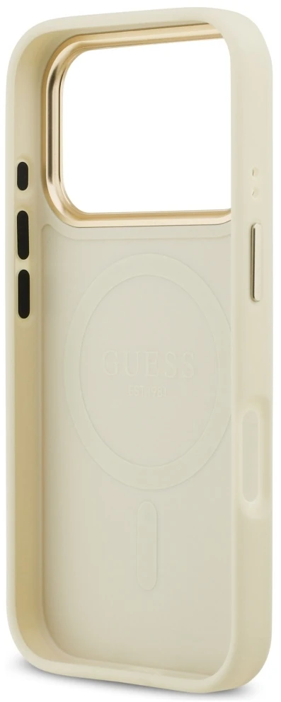 Dėklas Guess Peony Hot Stamp MagSafe Case for iPhone 17 Pro - rusvai gelsvas