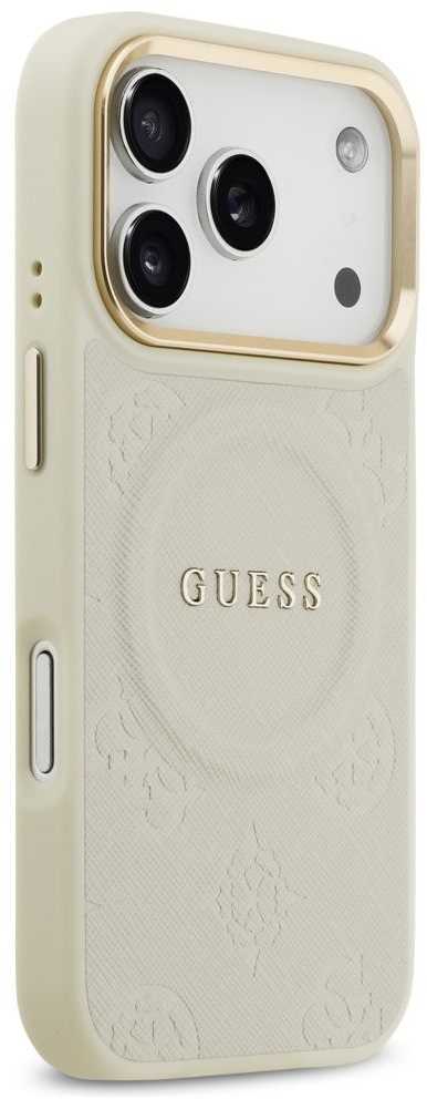 Dėklas Guess Peony Hot Stamp MagSafe Case for iPhone 17 Pro - rusvai gelsvas