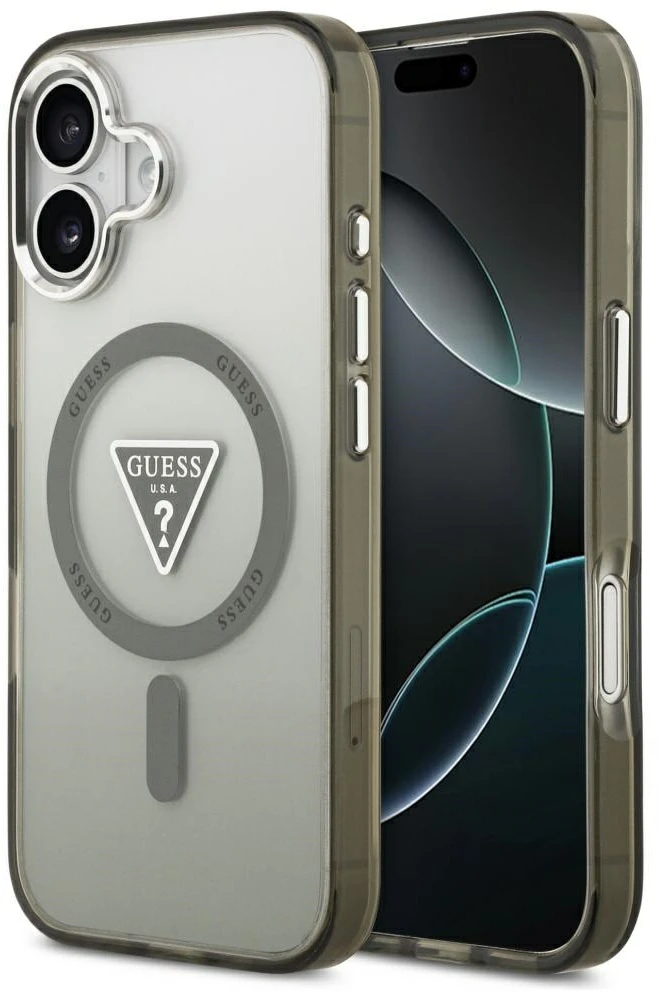 Guess IML Gradient Triangle Logo MagSafe dėklas skirtas Apple iPhone 17 khaki