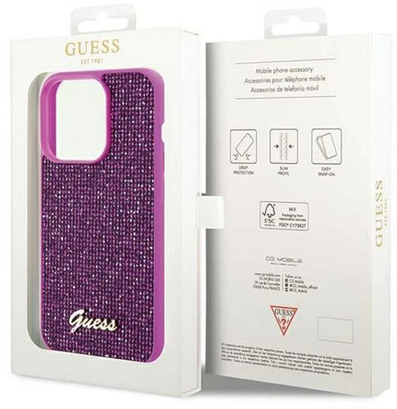 GUESS GUHCP14XPMSDGSF IPHONE 14 PRO MAX 6,7" FUKSJA / FUKSIJOS KIETAS DĖKLAS DISCO METAL SCRIPT