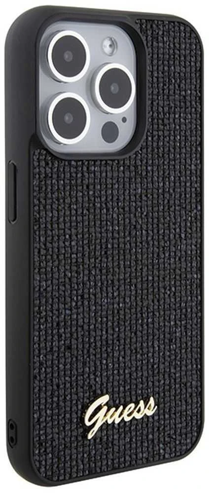 Dėklas GUESS GUHCP15LPMSDGSK IPHONE 15 PRO 6.1 "Juodas/Juodas HARDCASE DISCO METAL SCRIPT