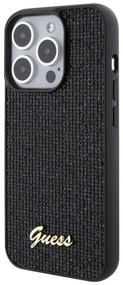 Dėklas GUESS GUHCP15LPMSDGSK IPHONE 15 PRO 6.1 "Juodas/Juodas HARDCASE DISCO METAL SCRIPT