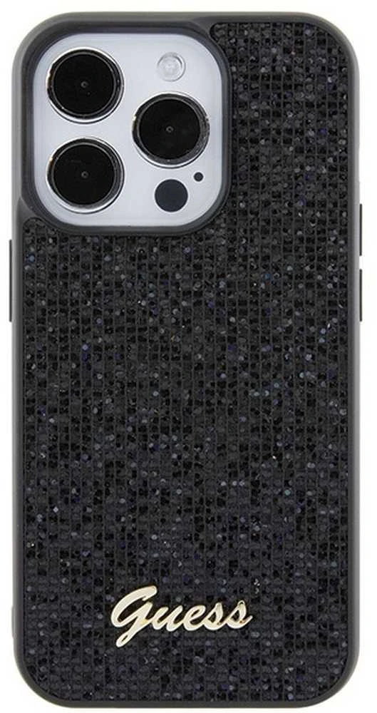 Dėklas GUESS GUHCP15LPMSDGSK IPHONE 15 PRO 6.1 "Juodas/Juodas HARDCASE DISCO METAL SCRIPT
