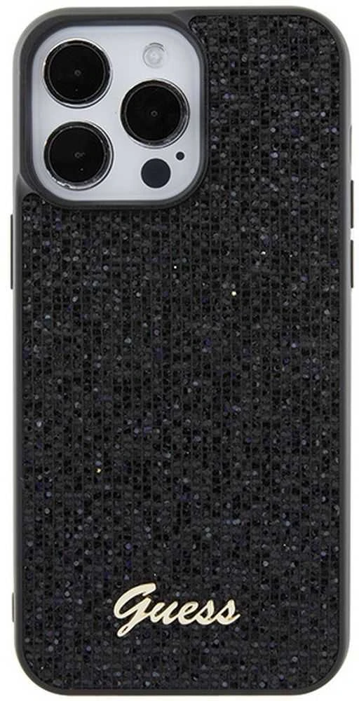 Dėklas GUESS GUHCP15XPMSDGSK IPHONE 15 PRO MAX 6.7 "Juodas/Juodas HARDCASE DISCO METAL SCRIPT