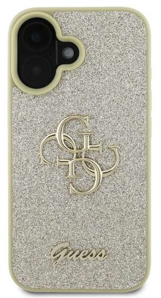 Guess GUHCP16SHG4SGD Apple iPhone 16 6.1″ auksinis kietas dėklas Fixed Glitter Big 4G