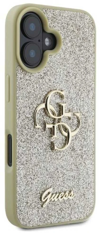 Guess GUHCP16SHG4SGD Apple iPhone 16 6.1″ auksinis kietas dėklas Fixed Glitter Big 4G