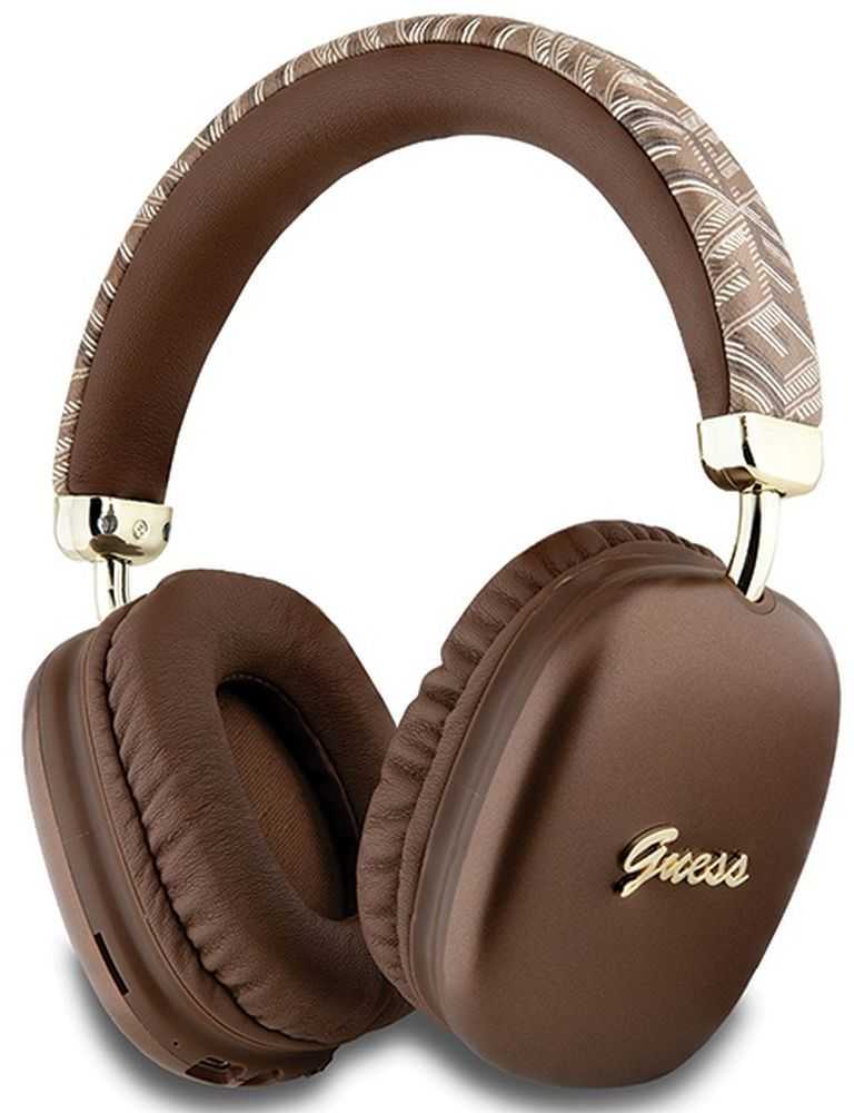 Guess GCube Metallic Script Logo Bluetooth belaidės ausinės - rudos spalvos
