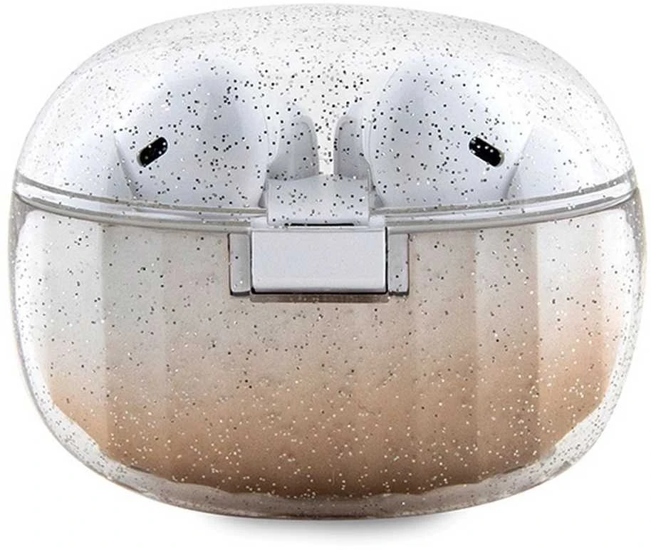 Guess Bluetooth Ausinės GUTWSHDGKEED TWS + Docking Station Auksinė/auksinis Glitter Gradient