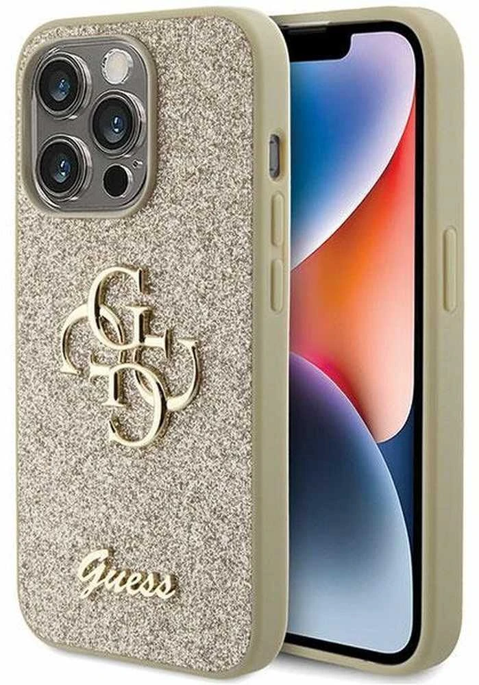 Dėklas GUESS GUHCP15LHG4SGD IPHONE 15 PRO 6.1 "GOLD/GOLD HARDCASE GLITTER SCRIPT BIG 4G